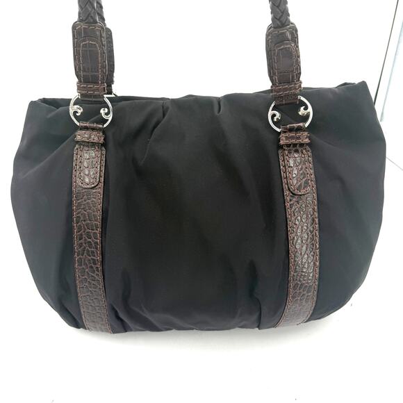 Brighton Black & Brown Leather Rhianna Nylon Shoulder Bag Handbag - Picture 8 of 9
